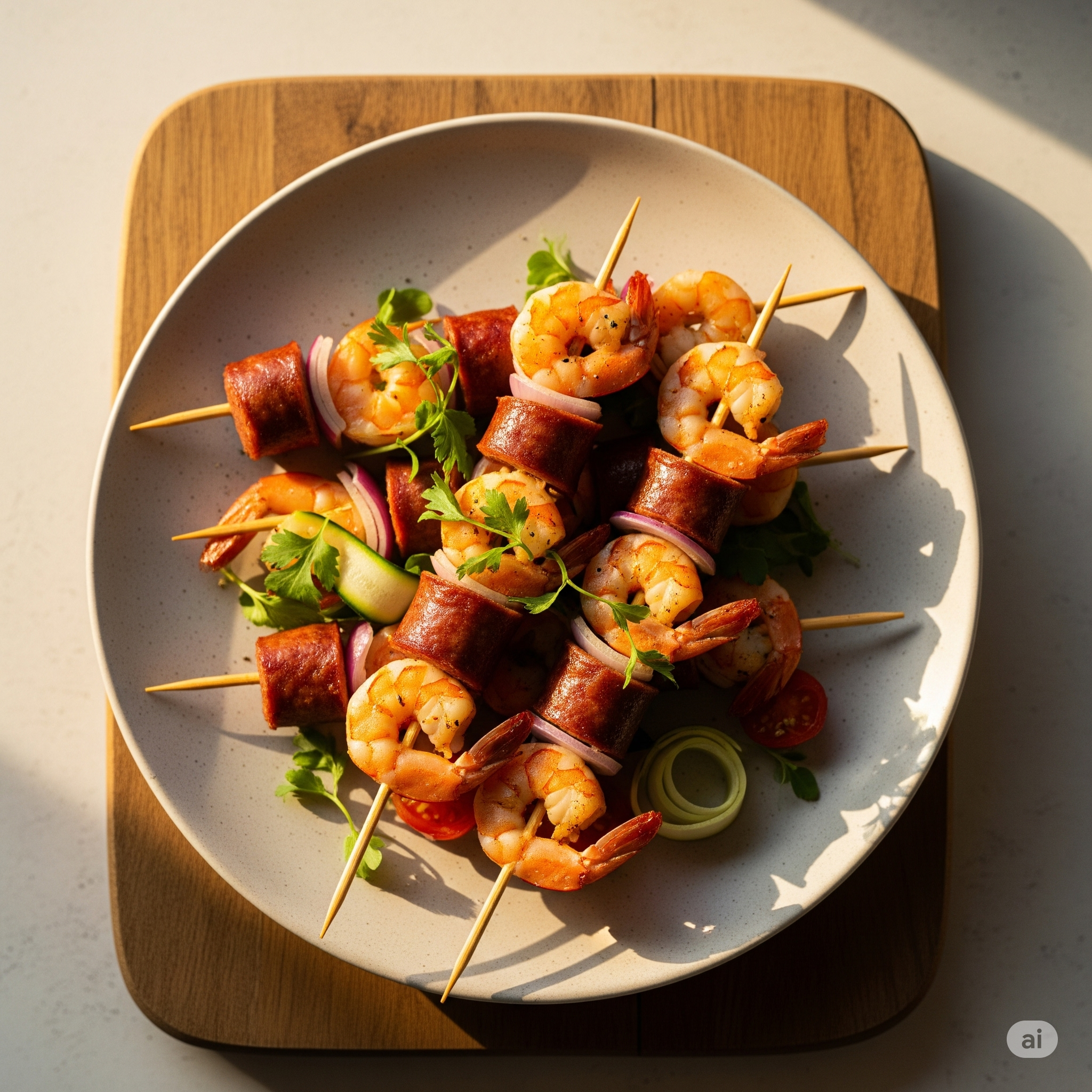 Sausage and Shrimp Skewers